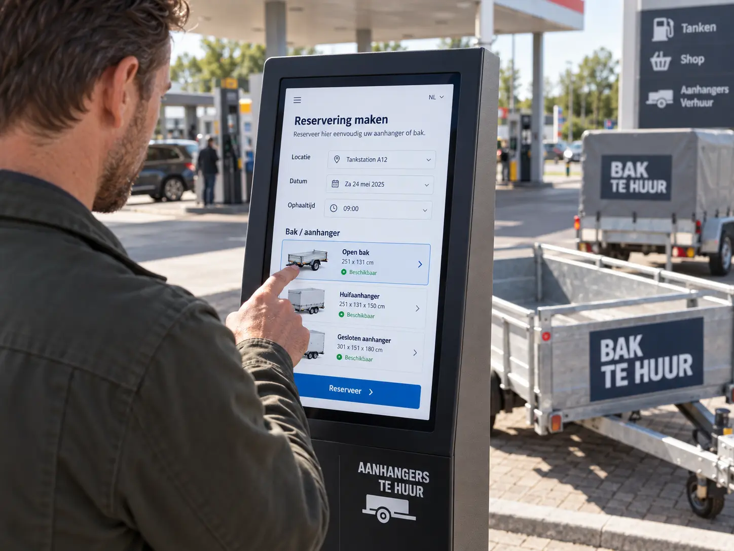 Landelijk verhuurplatform - Online reserveren via één geïntegreerd digitaal verhuurplatform, inclusief de mogelijkheid om via een touchscreen te bestellen.
